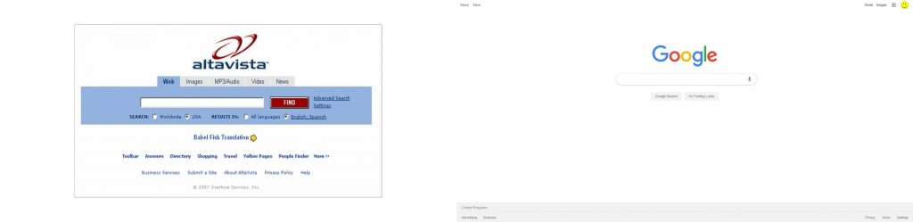 Comparación entre motores de búsqueda AltaVista y Google
